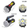 78445d5585c02755 High Power Rechargeable Led Flashlights 7LED Camping Torch With Cob Side Light Lightweight Outdoor Lighting ABS Material
