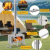 Portable Hot Tent Stove,Wood Burning Stove for Camping, Tent Stove With View Glass, Large Stainless Steel Camping Stove With 5 Chimney Pipes for Outdoor Heating and Cooking