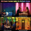 7850e6606d81af7c Smart LED Lights, 3mx3m 300Leds USB Lights with Bluetooth App Timer ,Music Sync Christmas Curtain String Outdoor