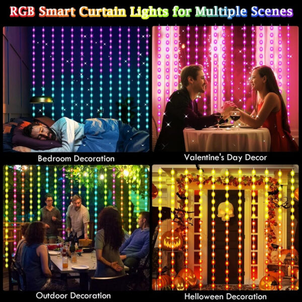 7850e6606d81af7c Smart LED Lights, 3mx3m 300Leds USB Lights with Bluetooth App Timer ,Music Sync Christmas Curtain String Outdoor