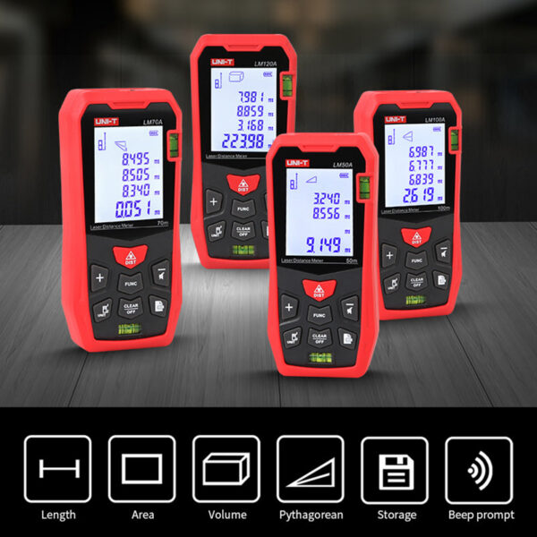 7864a46734ae63ae UNI-T Laser Rangefinder LM50A LM70A LM100A LM120A Digital Distance Meter Electronic Tape Measure Measuring Instruments