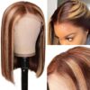 78784e606b2e9770 Highlight Pre Plucked Short Straight Bob Lace Front Human Hair Wigs Piano Cheap Wig On Clearance Seal