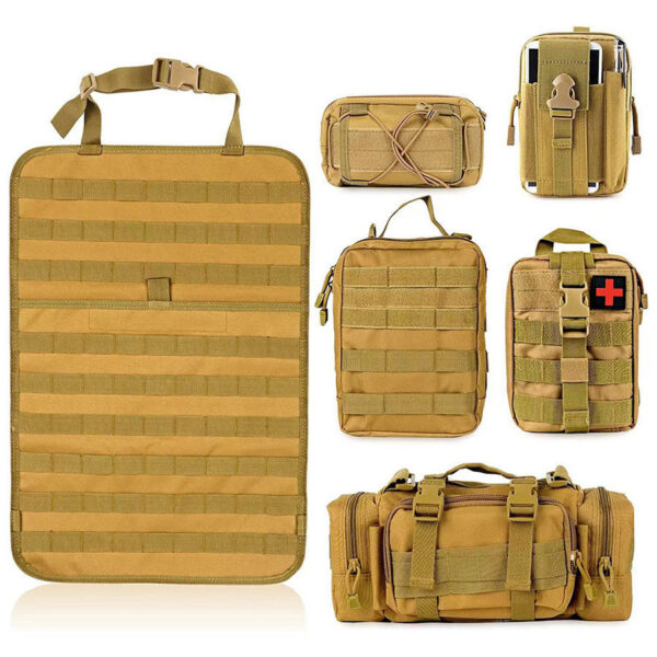 787db6e967c5a57d High Quality Multifunction 55*37CM 600D 6PCS In 1 Car Back Seat Tactical Hanging Storage Organizer