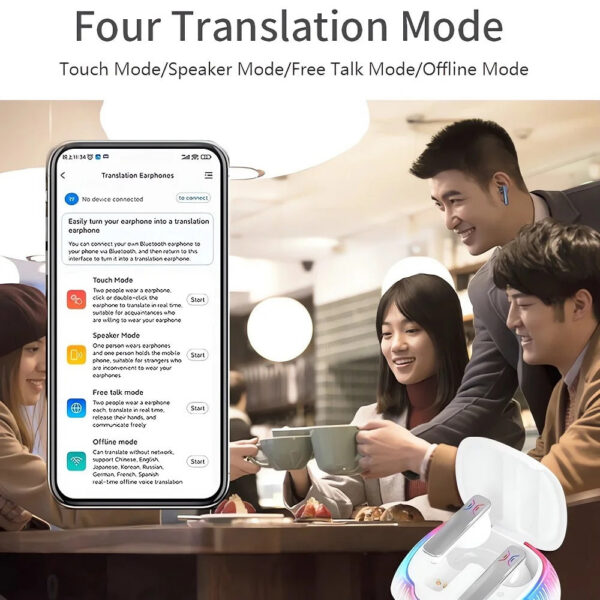 Original 74 Languages Translatoe Earbuds Smart Voice Translate Real Time Support One Offe 4 Translation Mode AI Conversion
