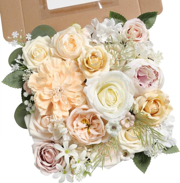 788427e792857bf5 YYHUAWU Artificial Flowers Combo Set Fake Flower Leaf Box with Stems for DIY Wedding Bouquets Centerpieces Arrangements Baby Shower Party Home Decorations