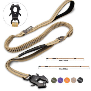 Reflective Shock Absorbing Pet Leashes with Car Seatbelt for Large Dogs Heavy Duty Tactical Bungee No Pull Dog Leash