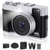 4K Digital Auto Focus 48MP Vlogging for YouTube and Anti-Shake Video Camera with Viewfinder Flash & Dial