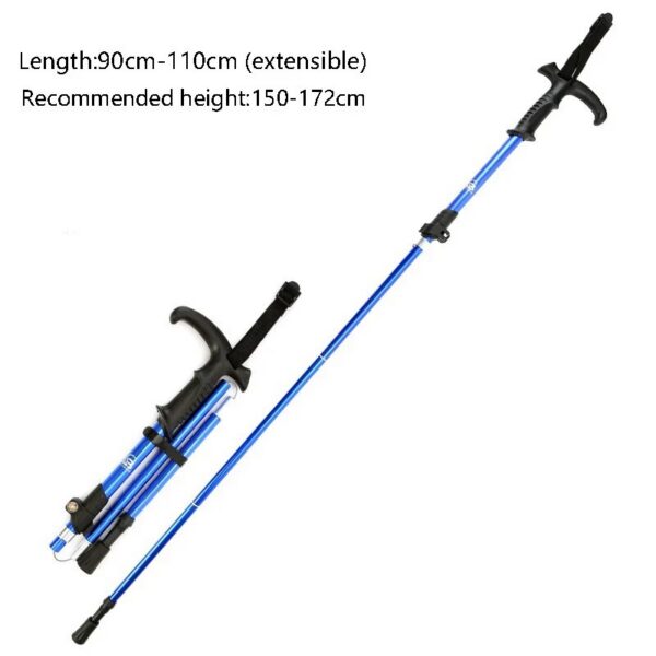 7896914390142637 Foldable Ultralight Trekking Poles Aluminum AlloyWalking Stick Collapsible Mountaineering Staff Outdoor Hiking Alpenstock Tools