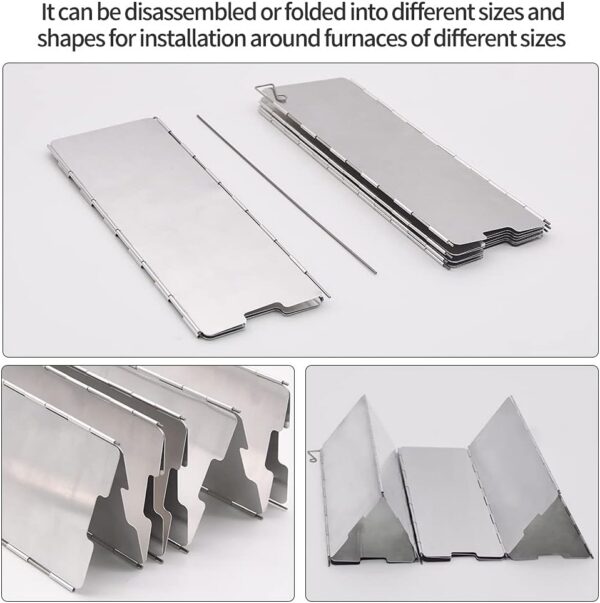 10/12/16 Plates Stove Windscreen, Aluminum Stove Windshield with Drawstring Bag, for Camping, Butane Stoves(10 Plates)