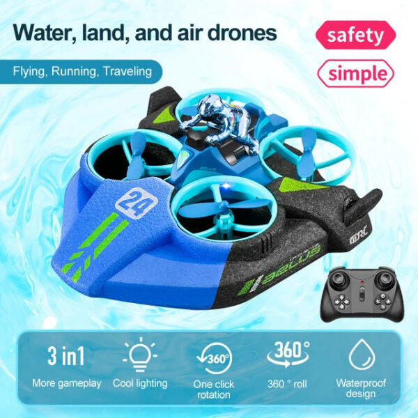 78c63dcdfbfa96c1 4DRC Mini Drone Altitude Hold Headless Mode 3 in 1 Sea Land Air Flight 2.4G Remote Control Quadcopter Boat RC Helicopter Toys