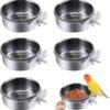 78d1a9c7beb52999 PINVNBY Parrot Feeding Cups Birds Food Dish Stainless Steel Parrot Feeders Water Cage Bowls with Clamp Holder for Cockatiel Conure Budgies Parakeet Parrot Macaw Small Animal Chinchilla Pack of 2