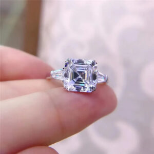 78df6b0e4996bf3e Original Sier Square ring Asscher Cut Simulated Diamond Wedding Engagement tail Women topaz Rings finger Fine Jewelry