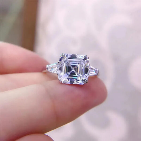 78df6b0e4996bf3e Original Sier Square ring Asscher Cut Simulated Diamond Wedding Engagement tail Women topaz Rings finger Fine Jewelry