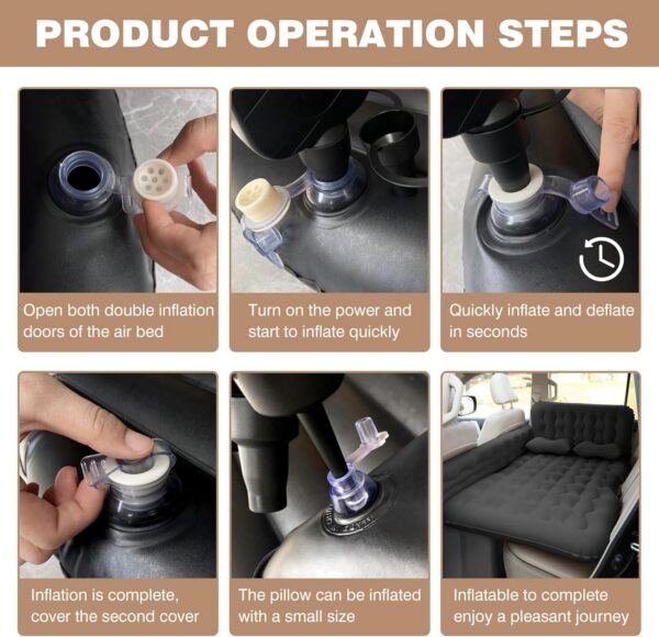 78f779efa2c698e8 Car Air Mattress Back Seat Inflatable Bed - Inflatable Thickened and Double SUV Air Mattress with Air Pump Portable Foldable Car Bed for Home Car Travel Camping-Black