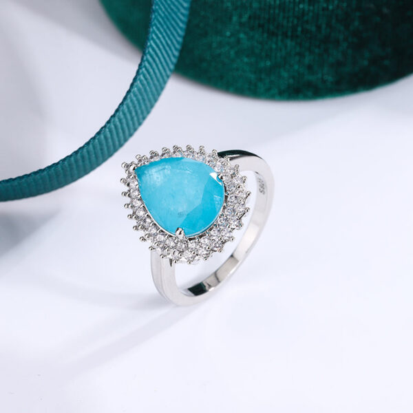 Creative Paraiba Flower Sapphire Full Diamond Couple Ring for Women Zircon Valentine's Day Gift Jewelry Sterling Sier Rings