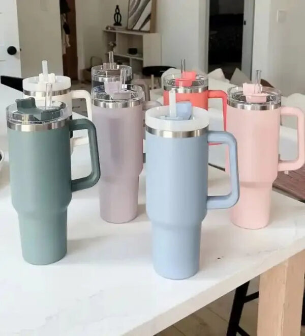 40oz Pink Tumblers Cup With Handle Insulated Stainless Steel Lids Straw Car Travel Mugs Coffee Tumbler Termos Cups ready to ship Water Bottles