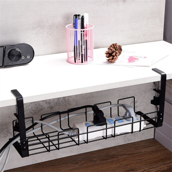7964849658e2a35e Under Table Rack Metal Cable Management Tray Home Office Desk Wire Organizer No Punching Kitchen Storage Accessories