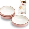796857bd5c9f4866 Howise 5.3 in Ceramic Cat Bowls Set, Shallow Cat Food Bowl Small Pet Bowls Cat Dish for Food and Water, Green