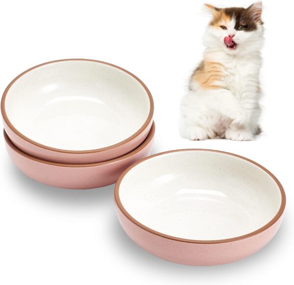 796857bd5c9f4866 Howise 5.3 in Ceramic Cat Bowls Set, Shallow Cat Food Bowl Small Pet Bowls Cat Dish for Food and Water, Green