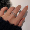 7976c329a693050c Sterling Sier Classic Link Chain Shape Simulated Diamond Stackable Ring for Women Crystal Zircon Engagement Rings