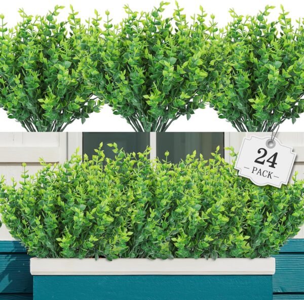 7982a02ead11e6d3 24 Bundles Artificial Flowers for Outdoor,No Fade Fake Plastic Flowers Faux Plants for Decoration Hanging Planters Indoor Outside Garden Porch Window Box Home Wedding Farmhouse