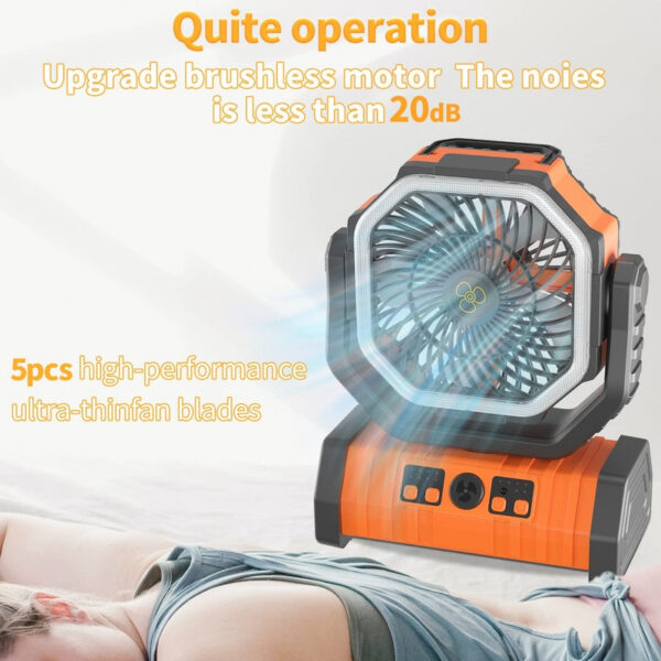7986aef19a134ea9 20000mAh High-Capacity Battery LED Light Camping Fan Movable Wireless Air Circulators Outdoor Ventilador with Hook