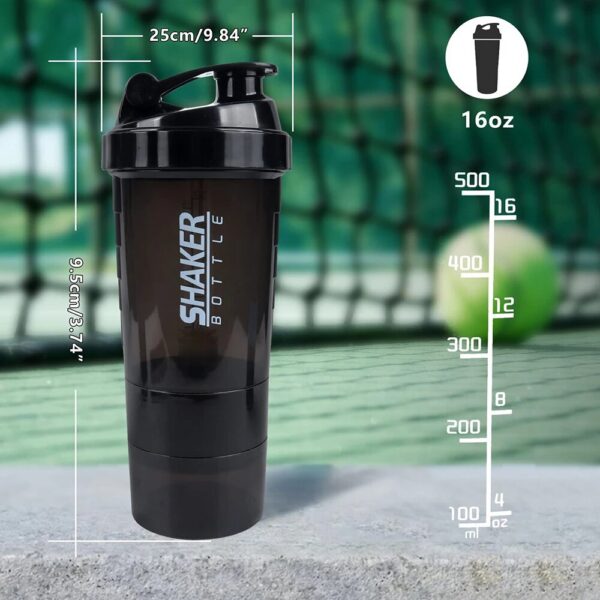 3 Layers Shaker Protein Powder Shake Water Plastic Mixing Cup Body Building Exercise Bottle