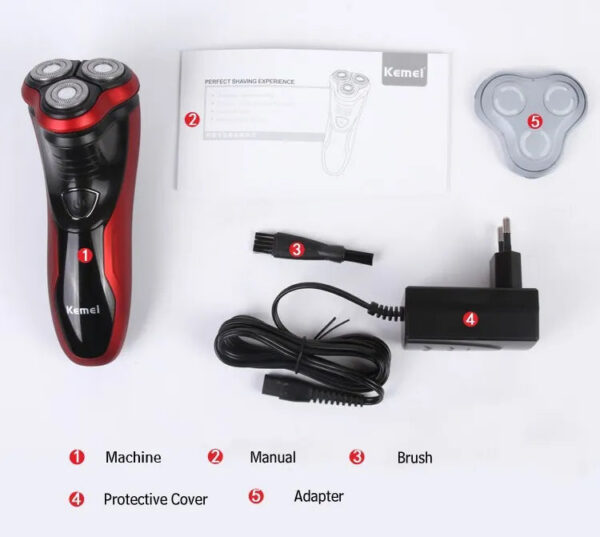 Rechargeable shaver washable trimmer barbeador face men shaving hine groomer beard kemei 3D electric razor
