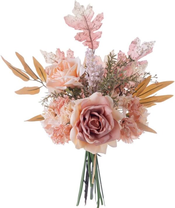 KIRIFLY Artificial Fake Flowers Plants Silk Flower Arrangements Wedding Bouquets Decorations Plastic Floral Table Centerpieces for Home Kitchen Garden Party Décor (Purple White)