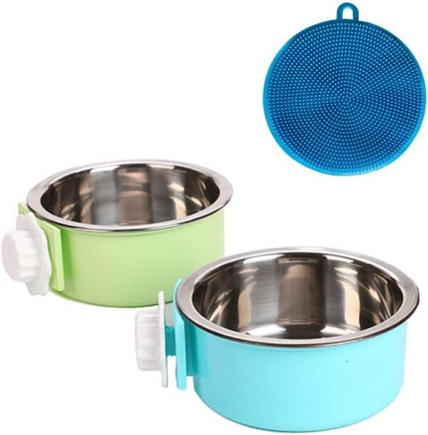 79b30e1c62b7a91e Crate Dog Cat Bowls, Removable Stainless Steel Hanging Pet Cage Bowls for Kennel, Water Food Feeder Bowls Cage Coop Cup for Cats, Dogs, Rabbits and Small Animals (Small, Pink)