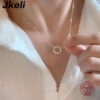 79c1a11723e12f78 Jkeli -100% S Sterling Sier Plated Necklace with Full Diamond Circle Style Japanese and Korean K Gold Collar Chain
