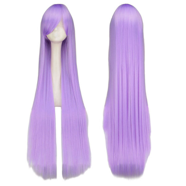 Long Straight Cosplay Wig Purple Black Red Pink Blue Dark Brown 100 Cm Synthetic Hair Wigs