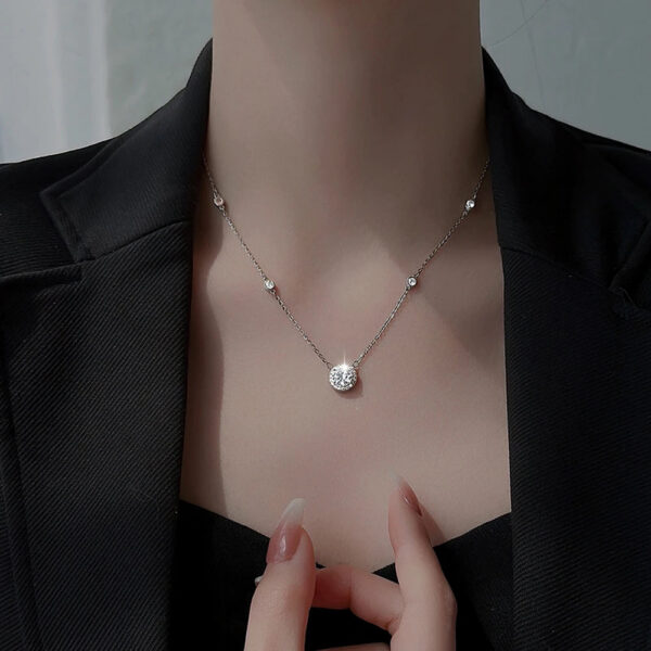 GRA Certified 0.3-3ct Moissanite for Women Sterling Sier Chain D Color VVS1 Round Cut Diamond Pendant Necklace
