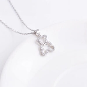 79f5108e331ef3b1 Sterling Sier CZ Diamond Teddy Bear Necklaces For Women Hollow Cute Cartoon Pendants Kids Girl Fine Jewelry