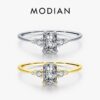 Modian Rectangle Dazzling Ring Solid 925 Sterling Silver Clear Cubic Zirconia Finger Rings For Women Wedding Fine Jewelry Anel
