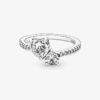 New arrival Double Heart Sparkling Ring Solid Sier Women girlfriend Gift Jewelry For Lover CZ diamond P brand finger nail Rings with Original box Set