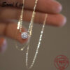 SOMILIA Sterling Sier Gold Plated Necklace Versatile Single Sparkling Zircon Clavicle Chain for Women Wedding Jewelry