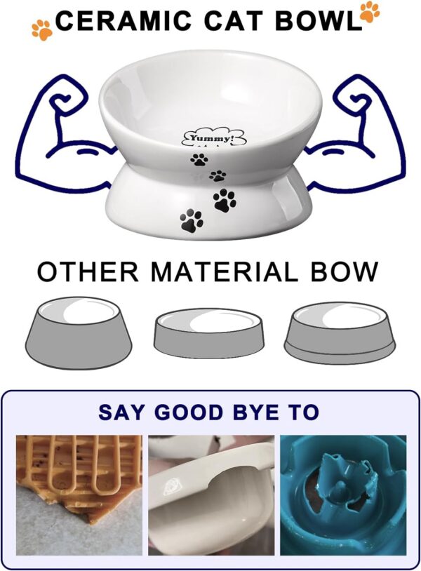 7a374eddec08804a Y YHY Cat Bowl Anti Vomiting, Raised Cat Food Bowls, Tilted Elevated Cat Bowl, Ceramic Pet Food Bowl for Flat Faced Cats, Small Dogs, Protect Pet's Spine, Dishwasher Safe
