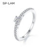 Real Sterling Sier Small Moissnaite Ring For Women Simple Sparkling Round 0.3CT Certificated Lab Diamond Finger Rings