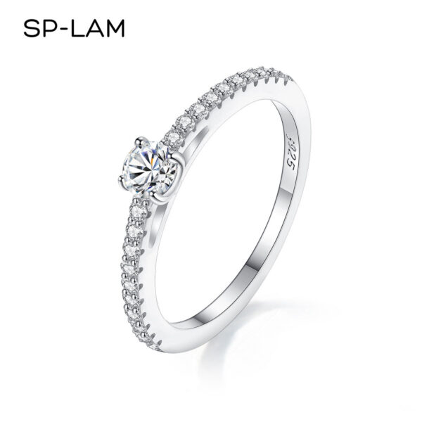 Real Sterling Sier Small Moissnaite Ring For Women Simple Sparkling Round 0.3CT Certificated Lab Diamond Finger Rings