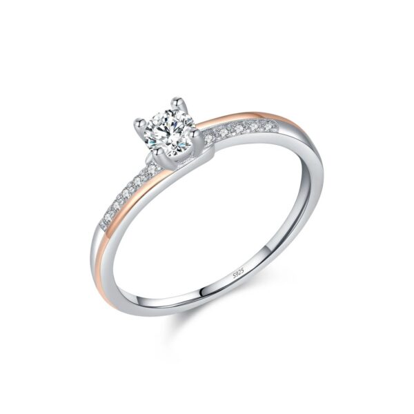 7a445975bbd4fd5e MODIAN 925 Sterling Silver Classic Wedding Elegant Ring Rose Gold Color Line Unique Metallic Contrast Design Jewelry For Women