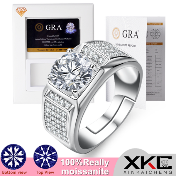 7a643aa38ff815e4 Business temperament GRA ring two caramosanshi heart eight arrow cutting fashion domineering star diamond man jewel