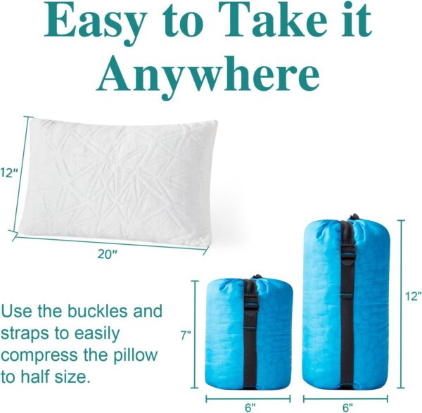 Small Cooling Shredded Gel Memory Foam Pillow，Adjustable for Contoured Support -Portable Ideal for Backpacking, Camping, Travel, Car, Airplane,Office Nap