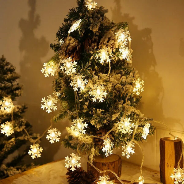 7a8b9a4b5e4f2386 10M Snowflake Fairy Snow LED String Lights USB/Battery Operated for Garden Christmas Bedroom Wedding Camping Tent Decor