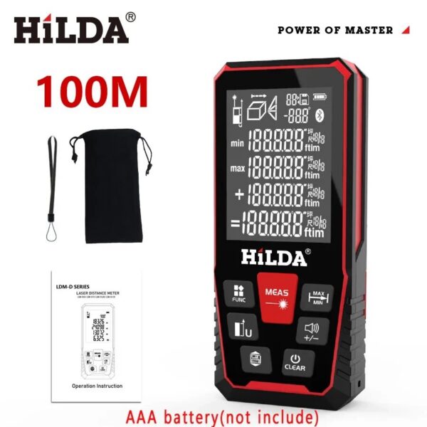7a93c4a36e31f282 HILDA Distance 50M/100M/120M Rangefinder Profesional Meter Laser Range Finder Ruler Test Tool