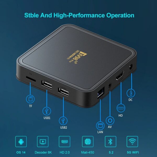 7aa05821d3d4fb17 TV98 PRO TV Box Android 14 ATV H313 Quad Core 5G Dual Wifi 8K 4K Media Player TB 5.2 Support Voice remote control TV Box
