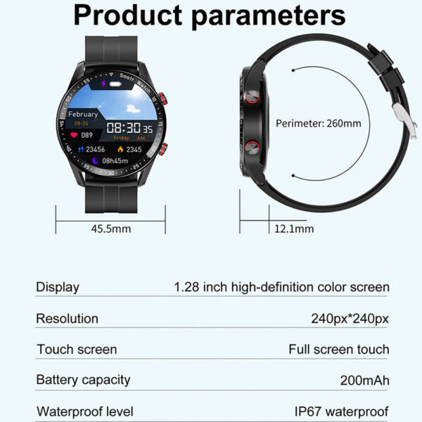 ECG+PPG Bluetooth Call Smart Watch Men Laser Health Blood Pressure Fies Watches Man Sports Waterproof Smartwatch+Box