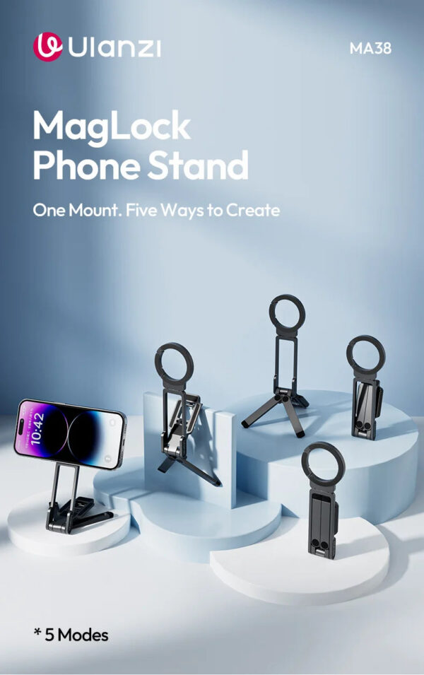 7adfd4122df4708f Ulanzi MA38 MagLock Phone Stand Magnetic Phone Stand for iPhone 16 15 14 13 with Hidden Hook for Slopes Walls