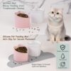 7af60c673f91958c Cat Food Water Bowl Set - Raised Ceramic Cat Feeding Bowls with Non Slip Mat - Elevated Cat Dish Anti Vomiting - Whisker Friendly Wide Cat Bowl - Microwave and Dishwasher Safe - White & Pink (2pcs)