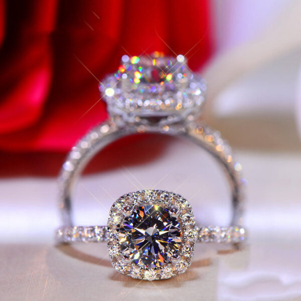 AETEEY Moissanite Diamond Square Ring D Color 1CT 2CT Real Sterling Sier For Women Wedding Fine Jewelry RI018